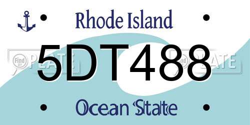 5DT488 Rhode Island License Plate