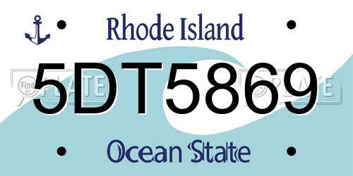 5DT5869 Rhode Island License Plate
