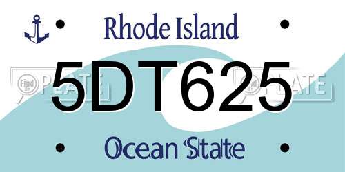5DT625 Rhode Island License Plate