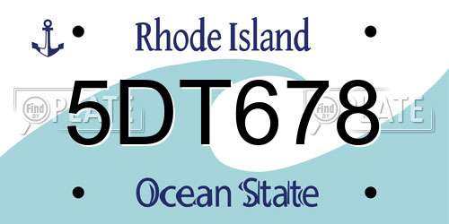 5DT678 Rhode Island License Plate