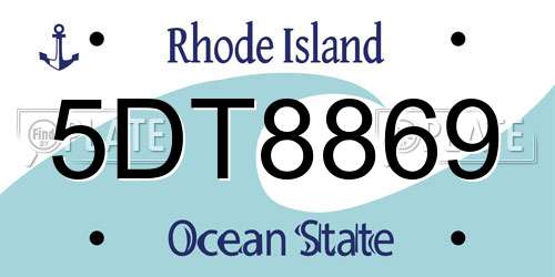 5DT8869 Rhode Island License Plate