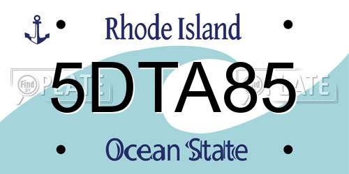 5DTA85 Rhode Island License Plate