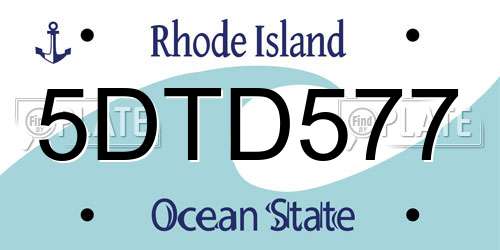 5DTD577 Rhode Island License Plate