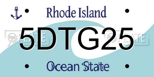 5DTG25 Rhode Island License Plate