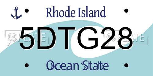 5DTG28 Rhode Island License Plate