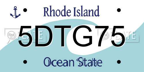 5DTG75 Rhode Island License Plate