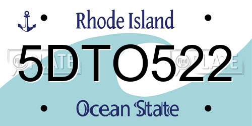 5DTO522 Rhode Island License Plate