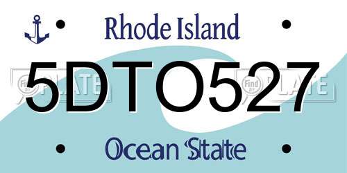 5DTO527 Rhode Island License Plate