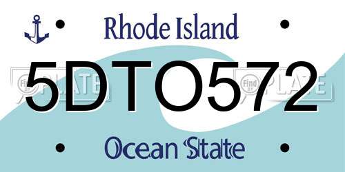 5DTO572 Rhode Island License Plate