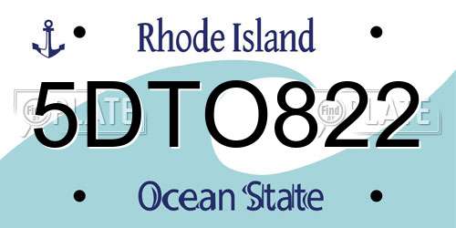 5DTO822 Rhode Island License Plate