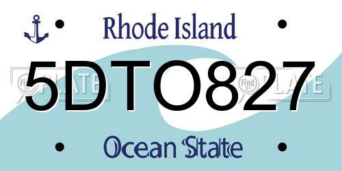 5DTO827 Rhode Island License Plate