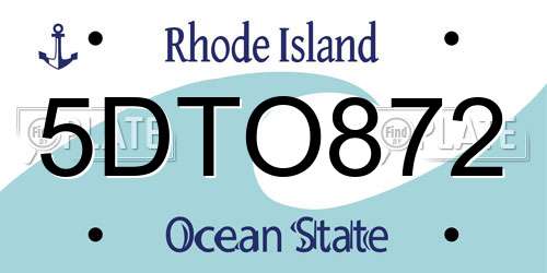 5DTO872 Rhode Island License Plate