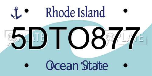 5DTO877 Rhode Island License Plate