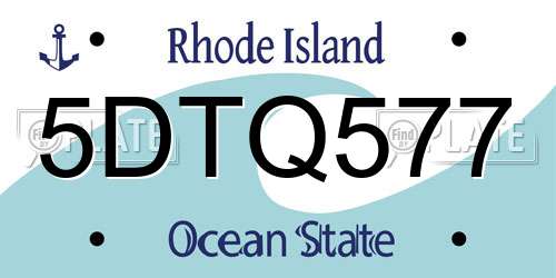 5DTQ577 Rhode Island License Plate