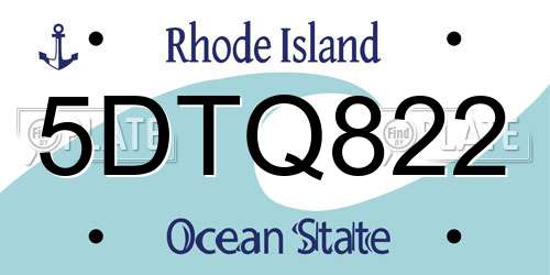 5DTQ822 Rhode Island License Plate