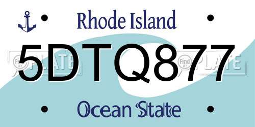 5DTQ877 Rhode Island License Plate