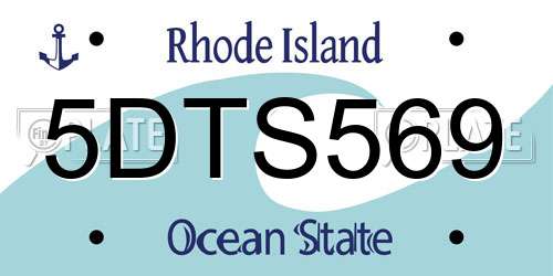 5DTS569 Rhode Island License Plate