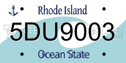 5DU9003 Rhode Island License Plate