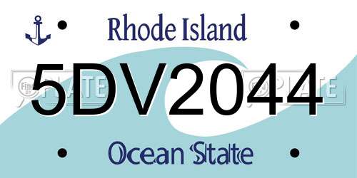 5DV2044 Rhode Island License Plate