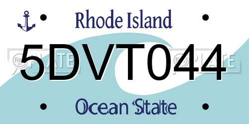 5DVT044 Rhode Island License Plate