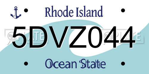 5DVZ044 Rhode Island License Plate