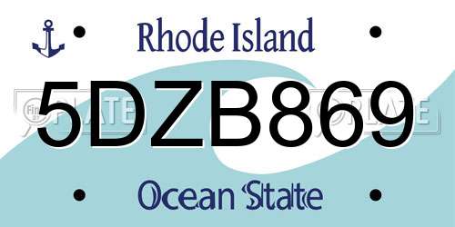 5DZB869 Rhode Island License Plate