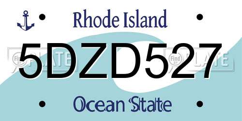 5DZD527 Rhode Island License Plate