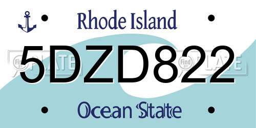 5DZD822 Rhode Island License Plate
