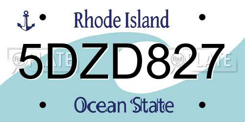 5DZD827 Rhode Island License Plate