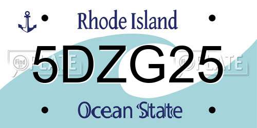 5DZG25 Rhode Island License Plate