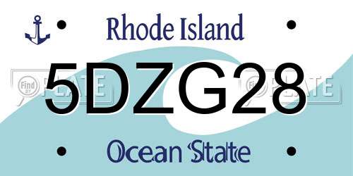 5DZG28 Rhode Island License Plate