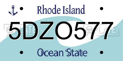 5DZO577 Rhode Island License Plate