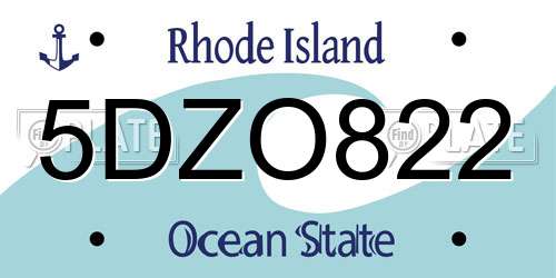 5DZO822 Rhode Island License Plate