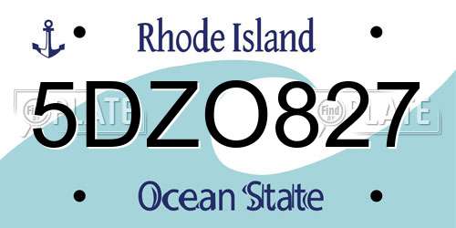5DZO827 Rhode Island License Plate