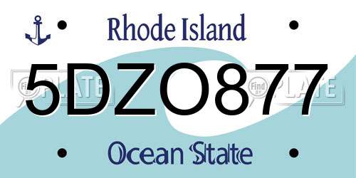 5DZO877 Rhode Island License Plate