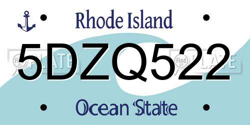 5DZQ522 Rhode Island License Plate