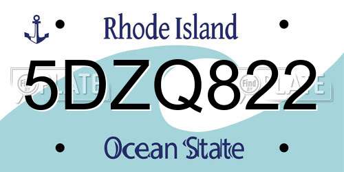 5DZQ822 Rhode Island License Plate