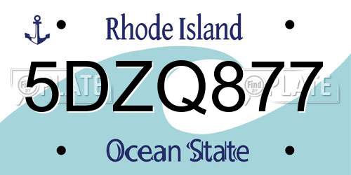 5DZQ877 Rhode Island License Plate