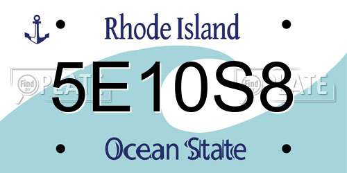 5E10S8 Rhode Island License Plate