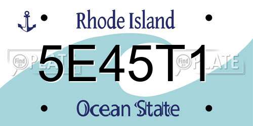 5E45T1 Rhode Island License Plate