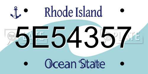 5E54357 Rhode Island License Plate