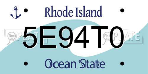 5E94T0 Rhode Island License Plate