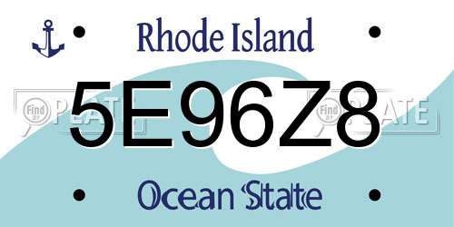 5E96Z8 Rhode Island License Plate