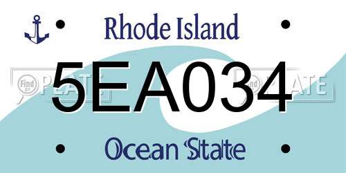 5EA034 Rhode Island License Plate