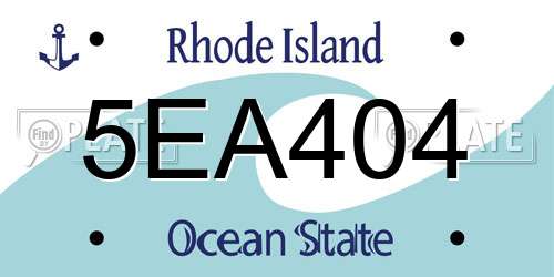 5EA404 Rhode Island License Plate