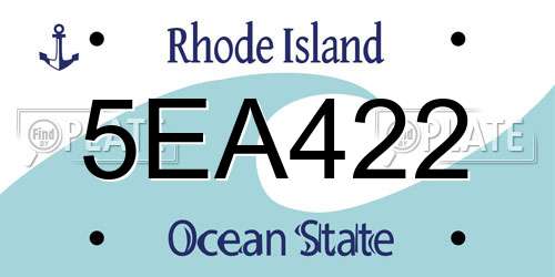 5EA422 Rhode Island License Plate