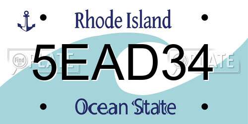 5EAD34 Rhode Island License Plate