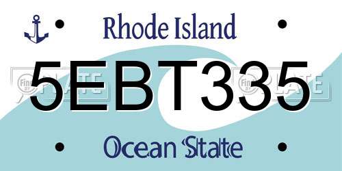 5EBT335 Rhode Island License Plate
