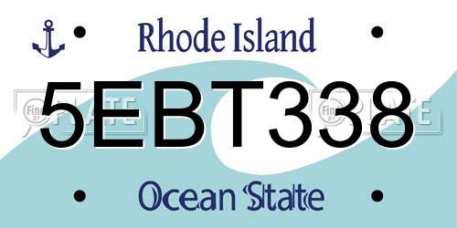 5EBT338 Rhode Island License Plate