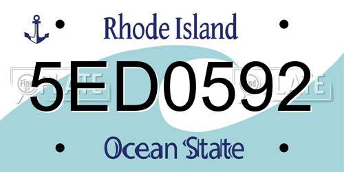 5ED0592 Rhode Island License Plate